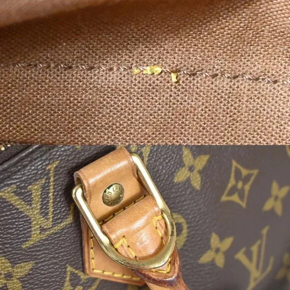 LOUIS VUITTON LV Logo Alma Hand Bag Monogram Leather Brown France M51130 83FA130